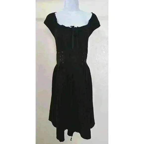 Torrid Black Laceup Dress Corset Babydoll Tulle Goth Steampunk Victorian - Picture 2 of 15
